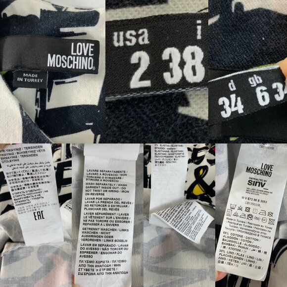 Love Moschino Peace & Love Logo All Over Print Dress 2 Shift Mini - Picture 6 of 16